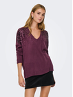 ONLSTARRY LS SEQUIN BOXY V-NECK KNT