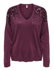 ONLSTARRY LS SEQUIN BOXY V-NECK KNT