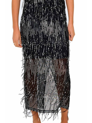 ONLSPACY HW LONG SEQUINS SKIRT WVN