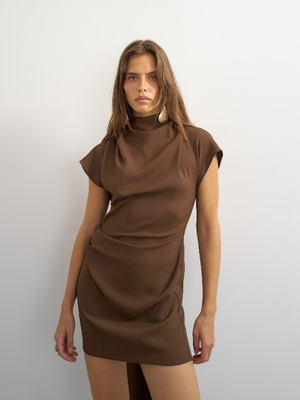 TSOLIVIA SCARF NECK MINI DRESS WVN
