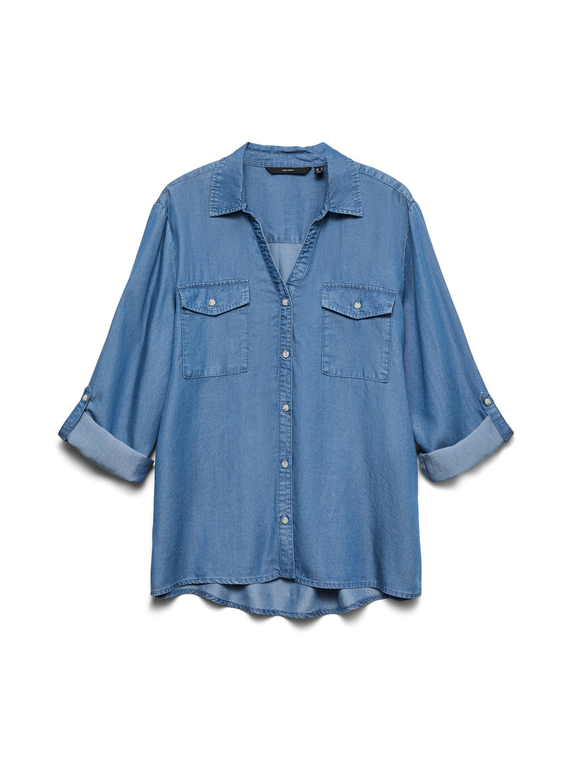 VMBREE 7/8 SLEEVE LOOSE TENCEL SHIRT GA
