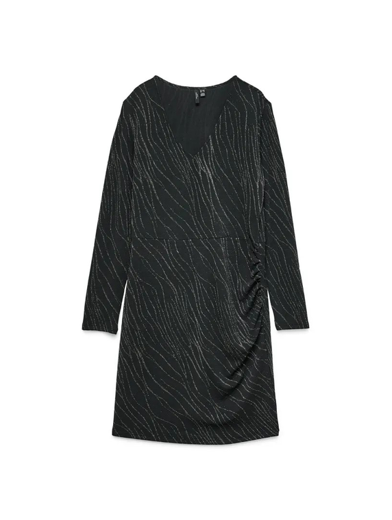 VMCNITA LS V-NECK SHORT DRESS JRS G CUR