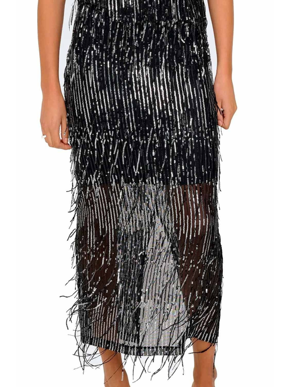 ONLSPACY HW LONG SEQUINS SKIRT WVN