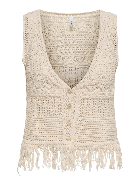 ONLALIX SL FRINGE WAISTCOAT KNT