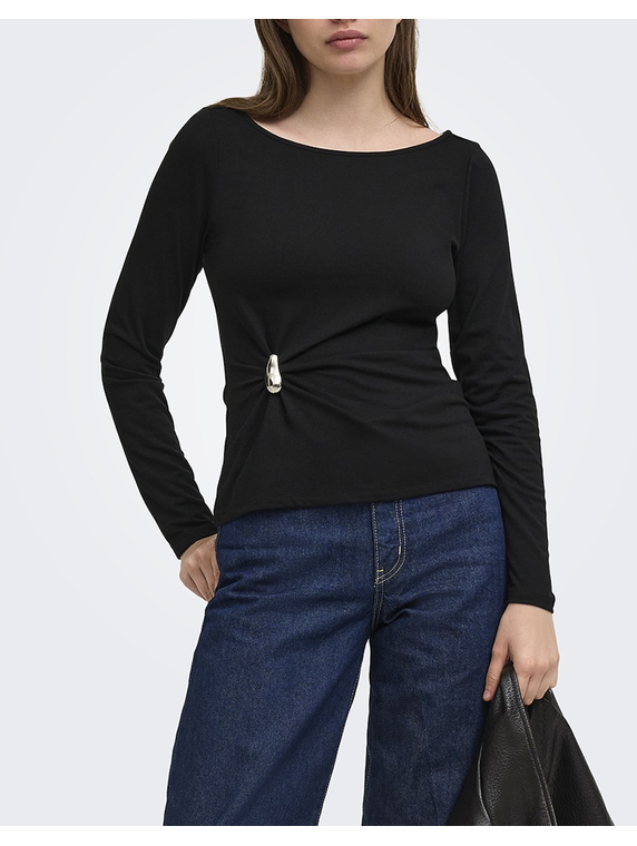 ONLELENA L/S BOATNECK METAL TOP JRS NOOS