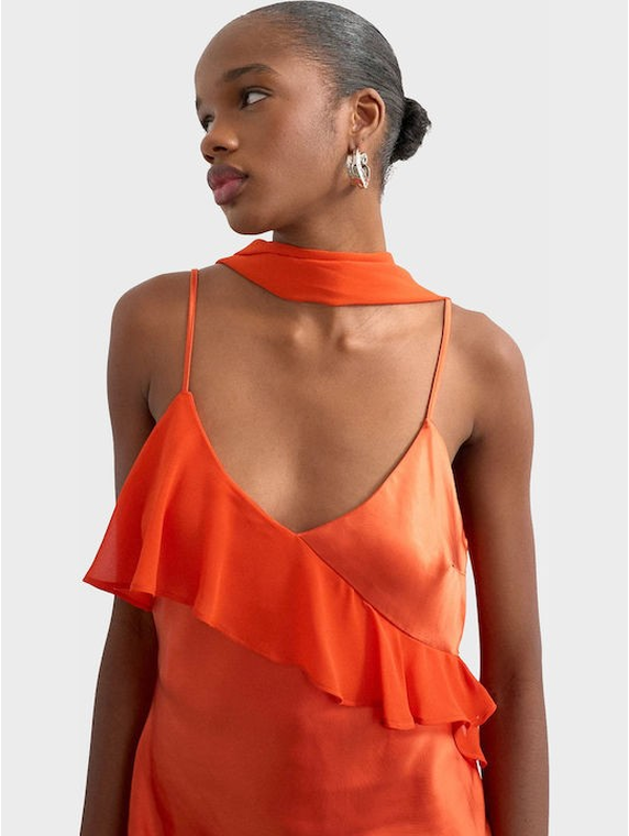 TSANNIKA SL RUFFLE DETAIL MAXI DRESS WVN