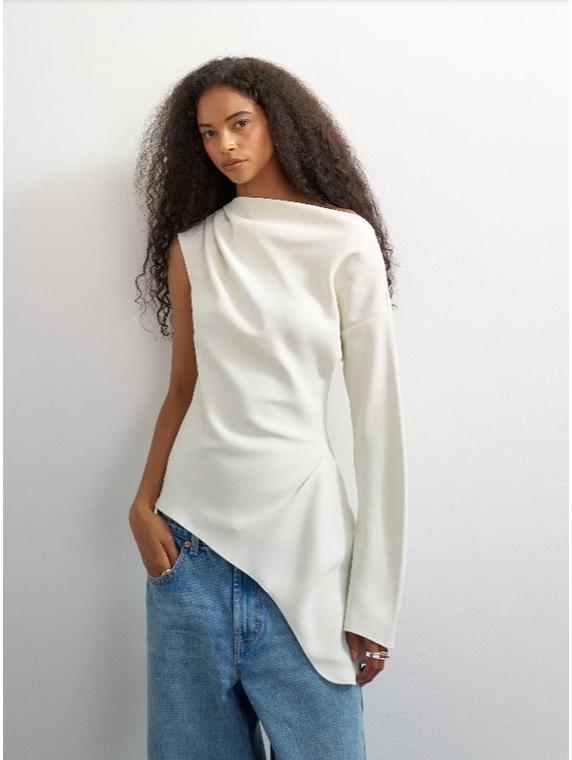 TSTENA ONE SHOULDER LS TOP WVN