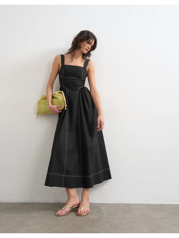 TSMILLIE CONTRAST MAXI SUNDRESS WVN