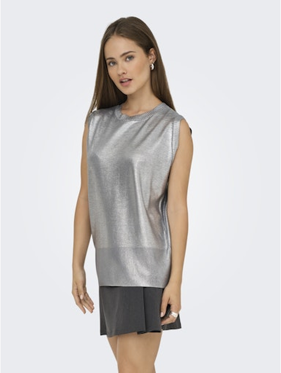 ONLMIE SL O-NECK FOIL TOP KNT
