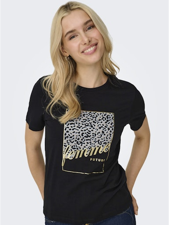 ONLTANYA LIFE REG S/S LEO PRINT TOP JRS