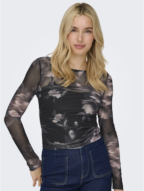 ONLKAYA LIFE LS RUCHING MESH TOP WVN
