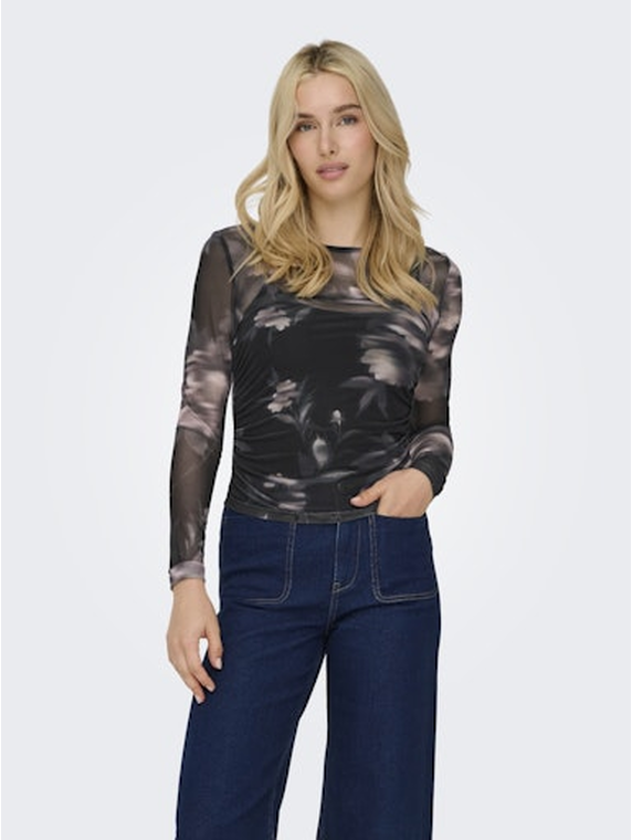 ONLKAYA LIFE LS RUCHING MESH TOP WVN
