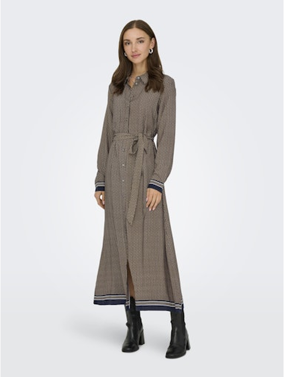 ONLVEDA BORDER L/S LONG DRESS WVN