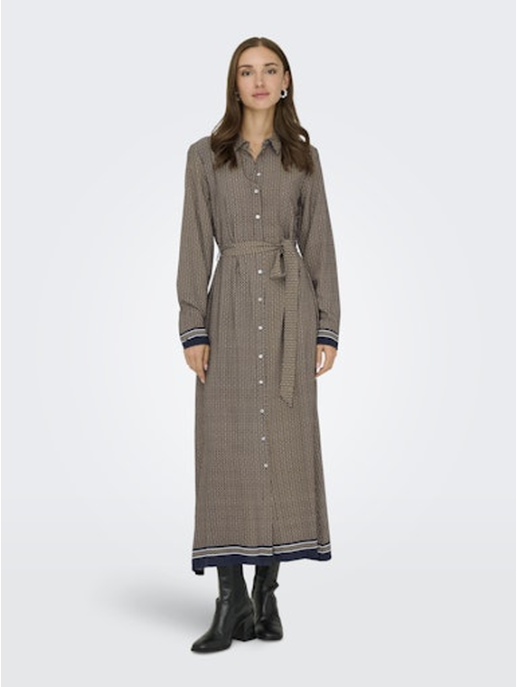 ONLVEDA BORDER L/S LONG DRESS WVN
