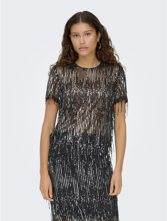 ONLSPACY SS SEQUINS TOP WVN