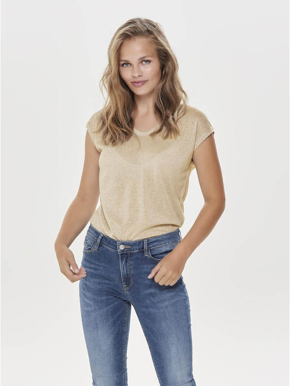 ONLSILVERY S/S V NECK LUREX TOP JRS NOOS