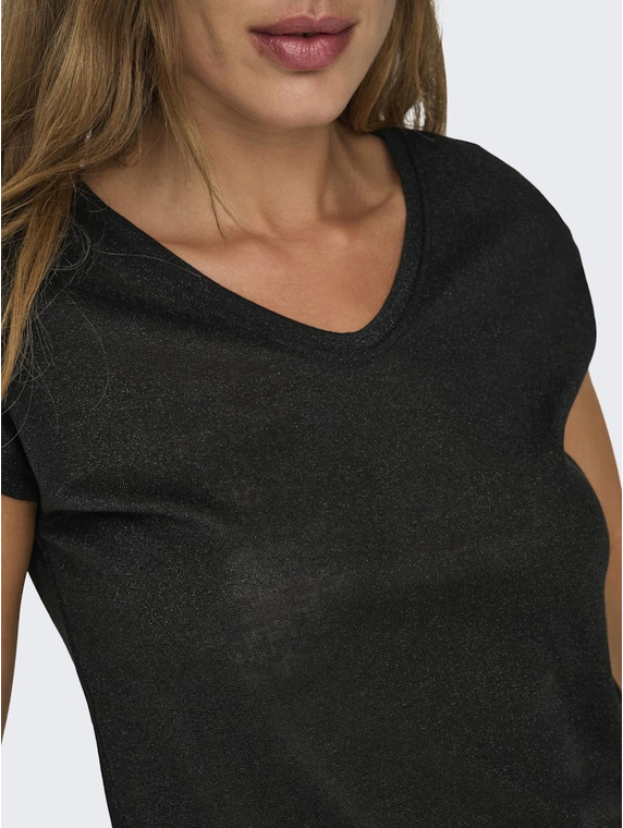 ONLSILVERY S/S V NECK LUREX TOP JRS NOOS