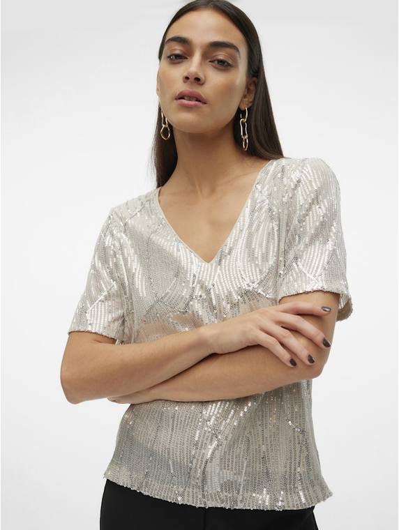 VMELLEN SS V-NECK TOP JRS