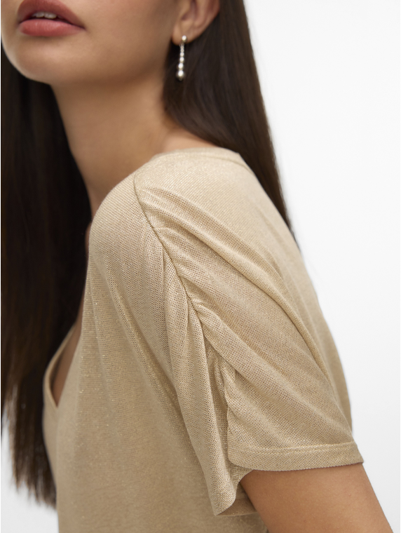 VMGOLDA SS V-NECK TOP JRS BTQ