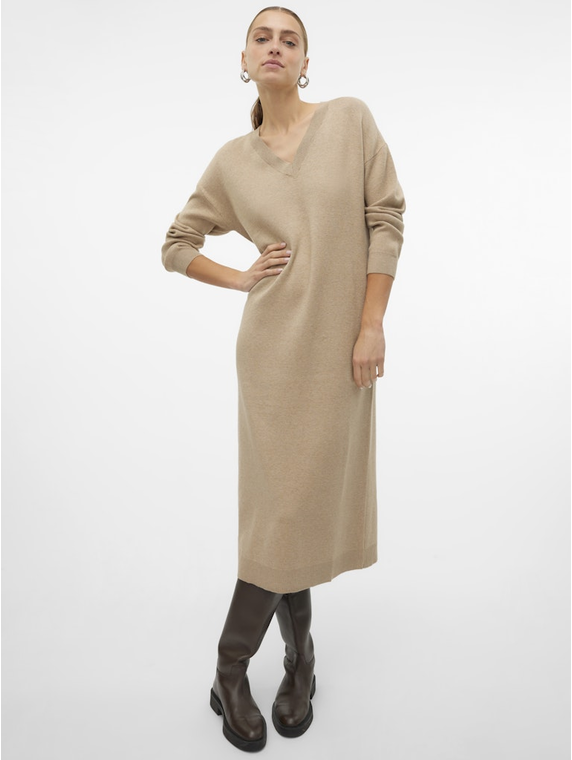 VMGOLD LS V-NECK 7/8 DRESS GA