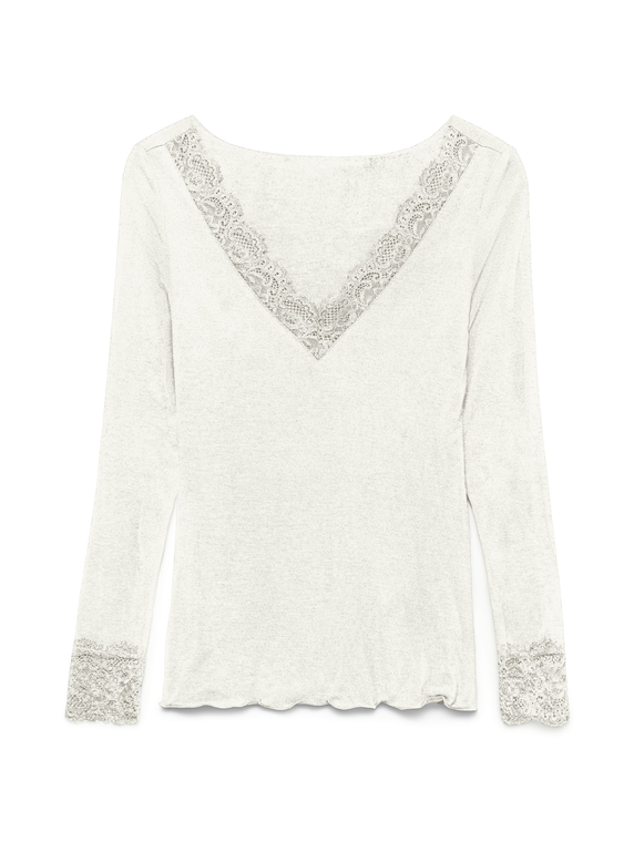 VMSKYE LS V-NECK LACE TOP JRS NOOS
