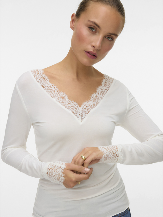 VMSKYE LS V-NECK LACE TOP JRS NOOS